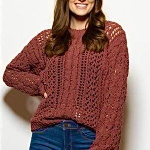 Moon and madison thick cable crochet knit sweater